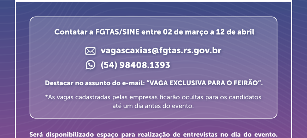 FEIRÃO DE EMPREGOS | 1ª Edição